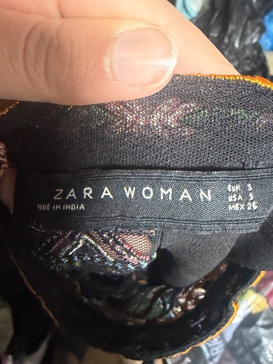 ZARA Woman Embroidered Boho Sleeveless Blouse Tassel Detail Size S - Picture 7 of 7